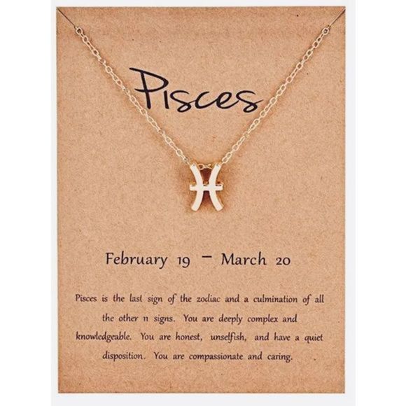 Pisces GOLD ZODIAC STAR SIGN HOROSCOPE NECKLACE - Picture 1 of 10
